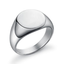 Load image into Gallery viewer, EdgLifU Men's Simple Round 13mm Band Ring Fashion Polished Seal Ring for Women Stainless steel Signet Rings Jewelry Engrave Logo