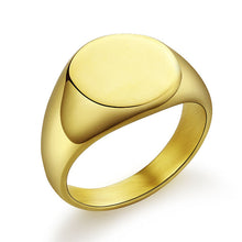 Load image into Gallery viewer, EdgLifU Men's Simple Round 13mm Band Ring Fashion Polished Seal Ring for Women Stainless steel Signet Rings Jewelry Engrave Logo