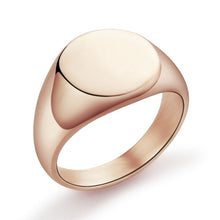 Load image into Gallery viewer, EdgLifU Men's Simple Round 13mm Band Ring Fashion Polished Seal Ring for Women Stainless steel Signet Rings Jewelry Engrave Logo