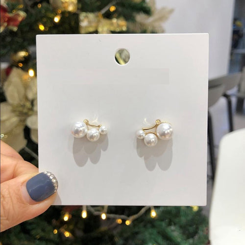 2019 Korean New Fashion Simulated Pearl Small Stud Earrings For Female The Same Paragraph Arc Shape Elegant Accessories