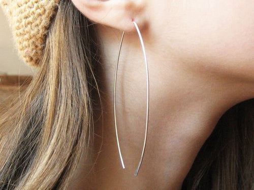 Todorova Simple Abstract Art Arc Large Drop Dangle Earrings for Women Long Wire Fish Shape Earings Geometric Ear Jewelry