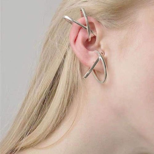 New Trend Personality Punk Female Geometric Cross Arc Irregular Metal Ear clip Earrings for Women Girl Party Jewelry Gift