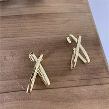 Load image into Gallery viewer, AOMU 2019 Trend Personality Punk Geometric Cross Arc Irregular Metal Stud Earrings Ear Clip for Women Girl Party Jewelry Gift