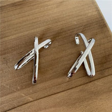 Load image into Gallery viewer, AOMU 2019 Trend Personality Punk Geometric Cross Arc Irregular Metal Stud Earrings Ear Clip for Women Girl Party Jewelry Gift