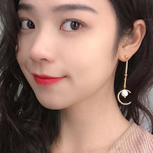 Load image into Gallery viewer, Women Semicircular Arc Opening Pearl Earrings Personalized Long Ear Stud Dangle Eardrop Jewelry