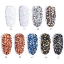 Load image into Gallery viewer, 1 Box Ab Clear Tiny Mini Nails Rhinestone Micro Diamond 3D Nail Art Glitter Rhinestones Decorations Crystal Nails Accessory NR31