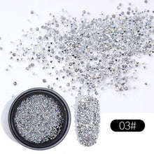 Load image into Gallery viewer, 1 Box Ab Clear Tiny Mini Nails Rhinestone Micro Diamond 3D Nail Art Glitter Rhinestones Decorations Crystal Nails Accessory NR31