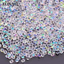 Load image into Gallery viewer, JUNAO 1.2mm Mini Gold Glass Rhinestone Glitter Micro Strass Diamond Tiny Crystal Stone Pixie Nail Art Decoration for DIY Crafts