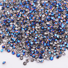 Load image into Gallery viewer, JUNAO 1.2mm Mini Gold Glass Rhinestone Glitter Micro Strass Diamond Tiny Crystal Stone Pixie Nail Art Decoration for DIY Crafts