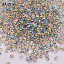 Load image into Gallery viewer, JUNAO 1.2mm Mini Gold Glass Rhinestone Glitter Micro Strass Diamond Tiny Crystal Stone Pixie Nail Art Decoration for DIY Crafts