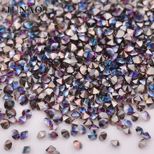 Load image into Gallery viewer, JUNAO 1.2mm Mini Gold Glass Rhinestone Glitter Micro Strass Diamond Tiny Crystal Stone Pixie Nail Art Decoration for DIY Crafts
