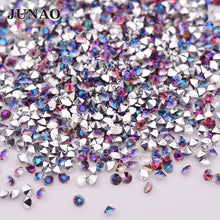 Load image into Gallery viewer, JUNAO 1.2mm Mini Gold Glass Rhinestone Glitter Micro Strass Diamond Tiny Crystal Stone Pixie Nail Art Decoration for DIY Crafts