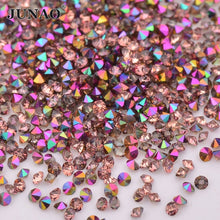 Load image into Gallery viewer, JUNAO 1.2mm Mini Gold Glass Rhinestone Glitter Micro Strass Diamond Tiny Crystal Stone Pixie Nail Art Decoration for DIY Crafts