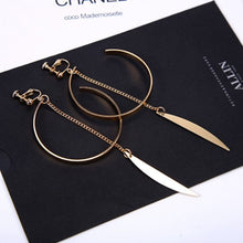 Load image into Gallery viewer, Opened Circle Ear Cuff Clips Women Big Arc Pendant Long Clip on Earrings for Women Girls Cartilage Jewelry non Without Pierced