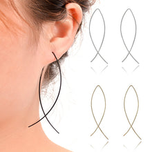 Load image into Gallery viewer, LNRRABC Europe And The United States Extremely Simple Fish Shaped Ear Line Long Copper Ear Wire Arc Geometric Earrings